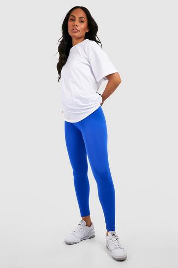Blue Maternity Ribbed Seamless Leggings