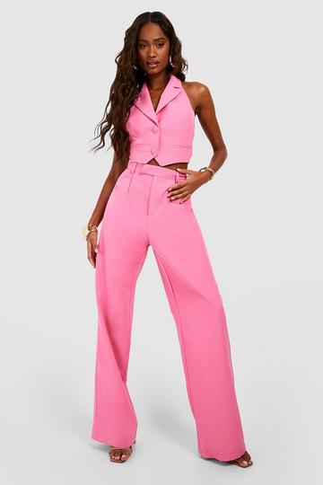 Relaxed Fit Slouchy Wide Leg Pants candy pink
