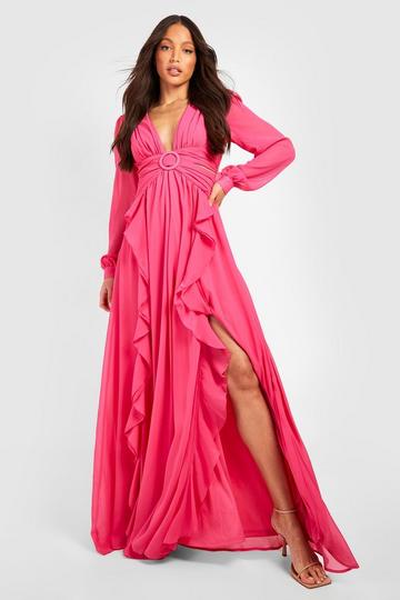 Tall Cut Out Ruffle Maxi Dress pink