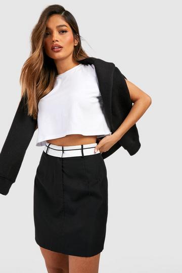 Reverse Waistband Tailored Mini Skirt black