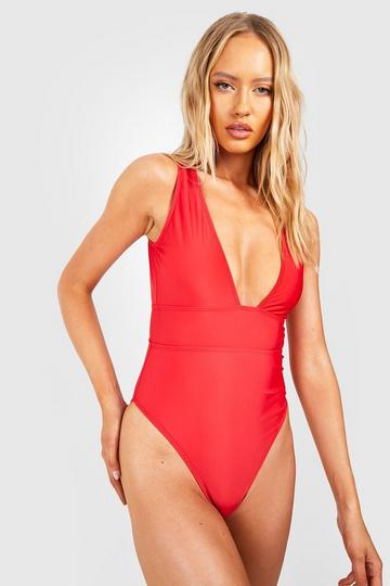 Tall Essentials Plunge Swimsuit red
