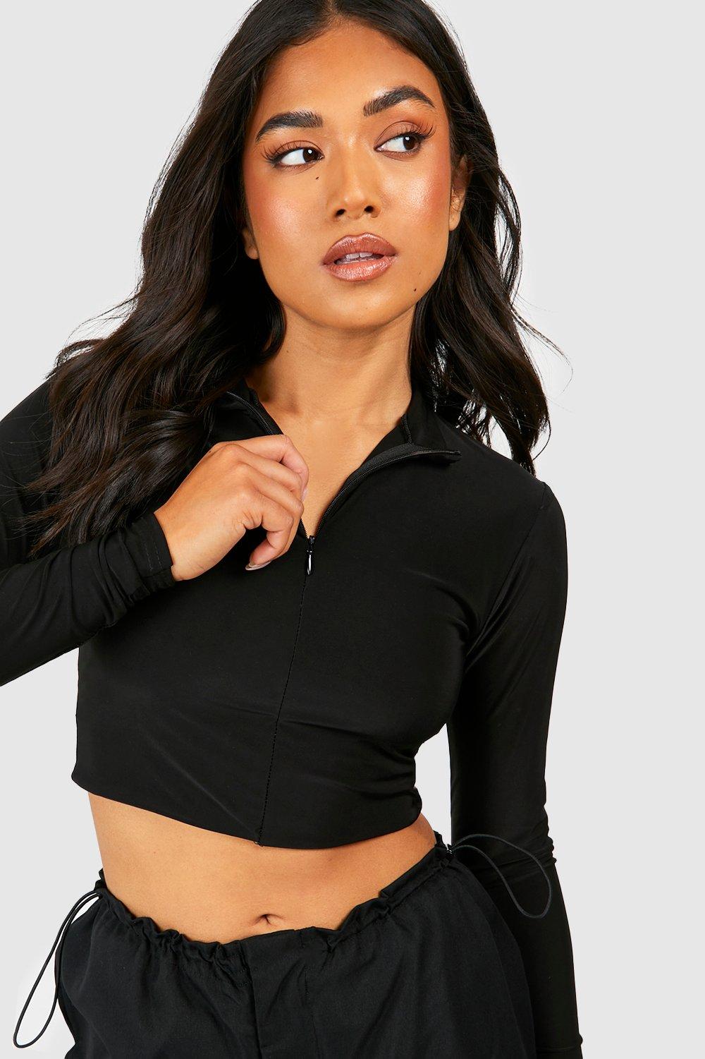 Black zip discount up top womens