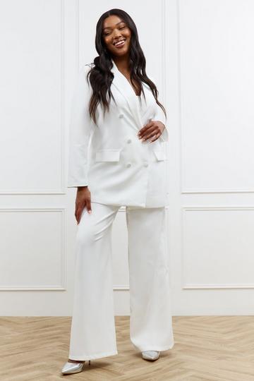Plus Tailored Wide Leg Trousers white