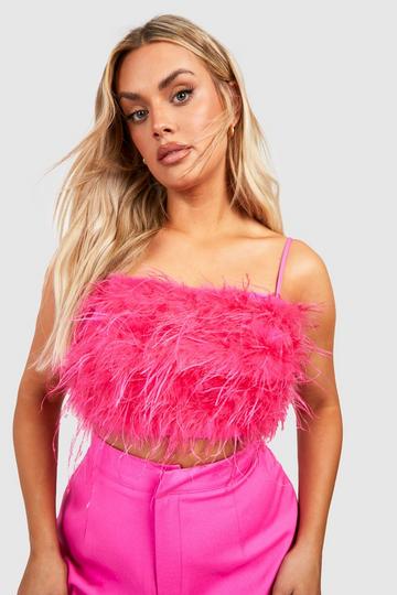 Plus Feather Bandeau Top hot pink
