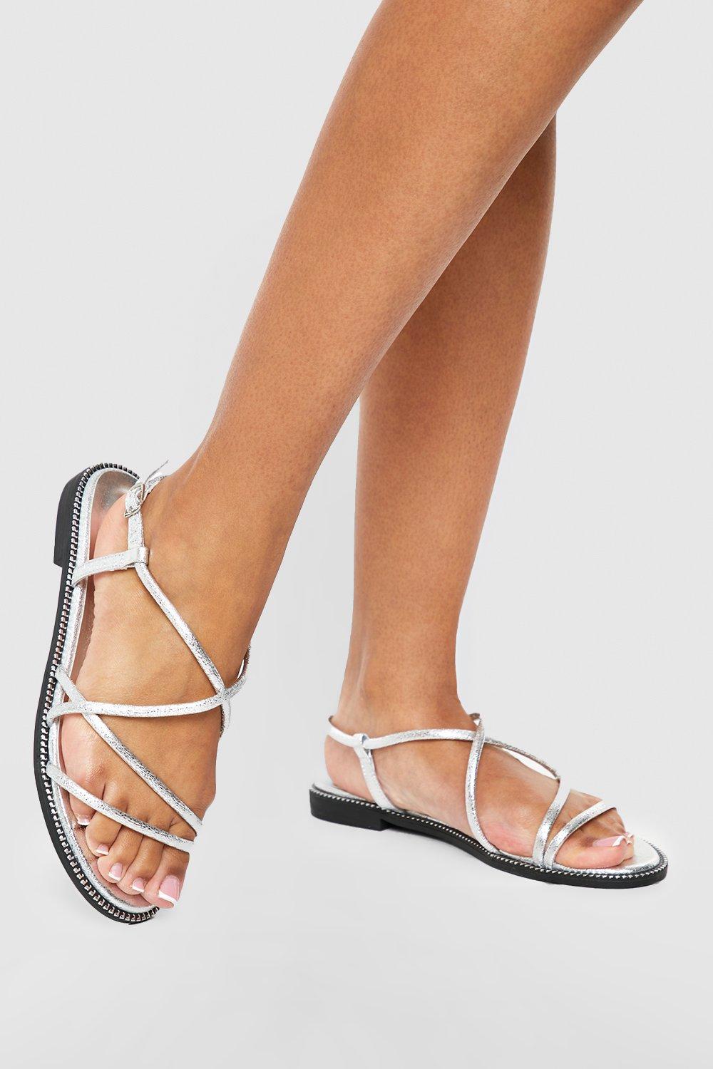 Guinevere Flat Sandals - Silver | Fashion Nova, Shoes | Fashion Nova