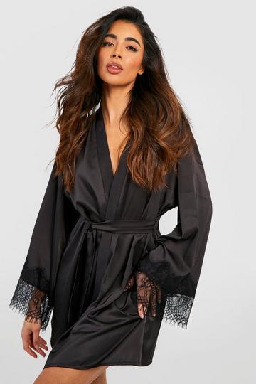 Black Lace & Satin Robe