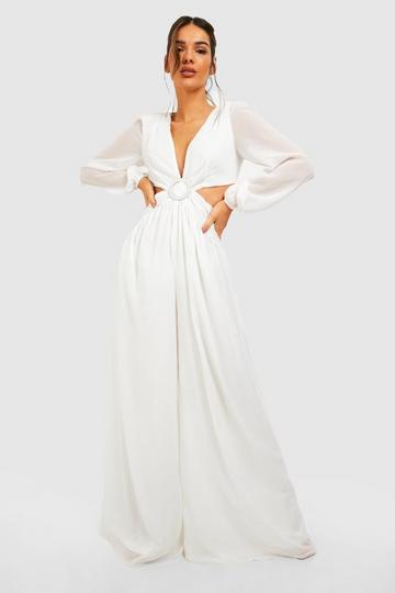 Ivory White Cut Out Wide Leg Jumpsuit