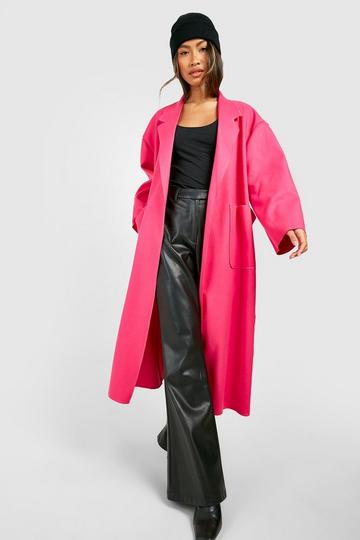 Wool Look Oversized Coat bright pink