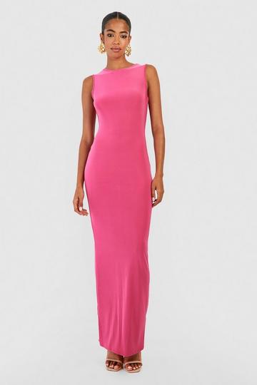 Pink Premium Heavy Weight Slinky Sleeveless Maxi Dress