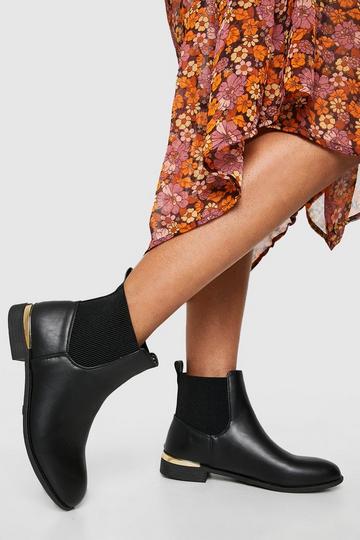 Metal Trim Detail Pu Ankle Boots black