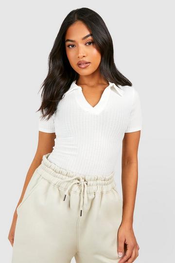 Results Ribbed Tie Front Mini Shorts in White