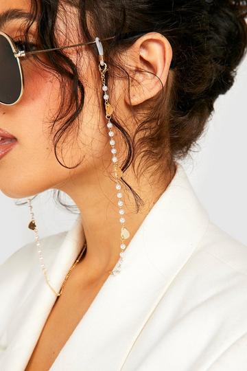 Polished Heart Station Pearl Sunglasses Chain gold