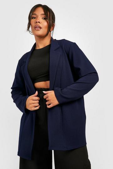 Navy Plus Basic Jersey Knit Relaxed Fit Blazer