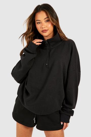 Half Zip Oversized Sweatshirt black