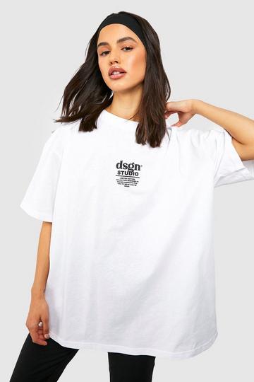 White Dsgn Studio Front And Back Print Oversized T-shirt
