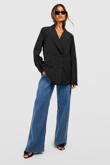 Neon Relaxed Fit Double Breasted Tailored Blazer black
