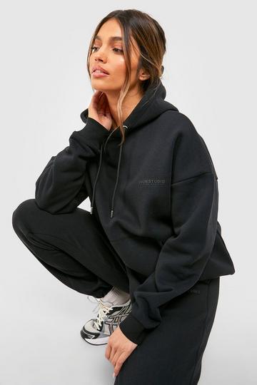 Black Injection Print Hooded Tracksuit