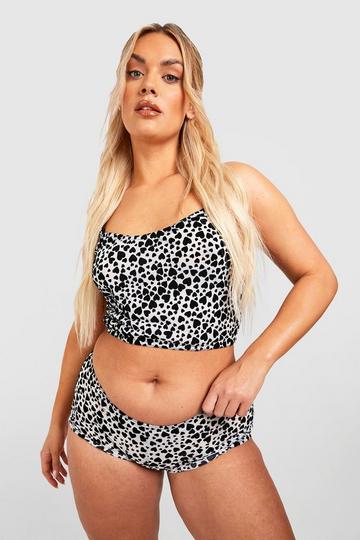 Plus Heart Mesh Brazilian Brief white