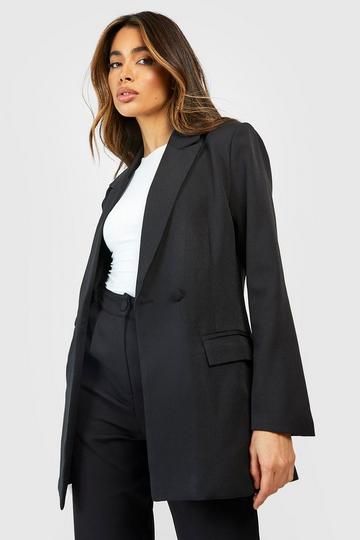 Fitted Double Breasted Tailored Blazer black