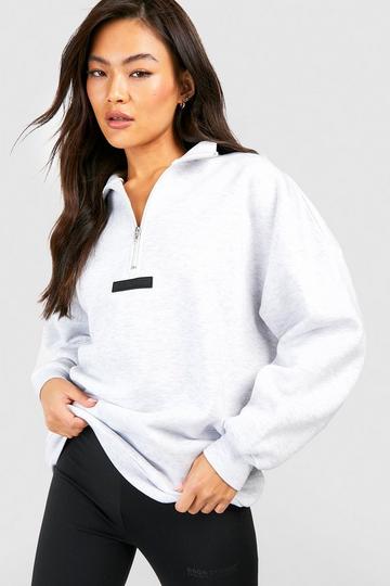 Dsgn Studio Flocked Branding Half Zip Oversized Sweatshirt ash grey