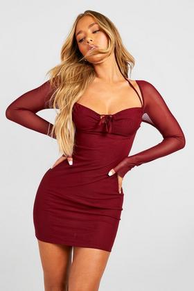 Ruched Cup Halter Neck Mini Dress