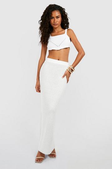 Crochet Maxi Skirt white