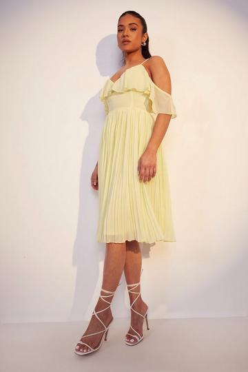 Petite Cold Shoulder Bridesmaid Dress lemon