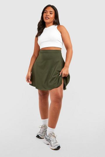 Plus Mix And Match Cotton Mini Skater Skirt khaki