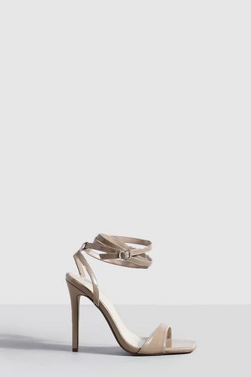 Wide Fit Strappy Ankle Barely There Stiletto Heel taupe
