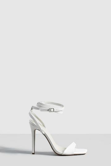 White Wide Fit Strappy Ankle Barely There Stiletto Heel