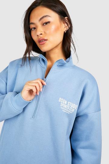 Dsgn Studio Sports Club Slogan Half Zip Sweater blue