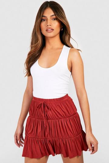 Jersey Knit Tiered Mini Skirt spice
