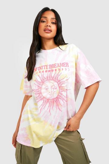 Celestial Tie Dye Oversized T-shirt pink
