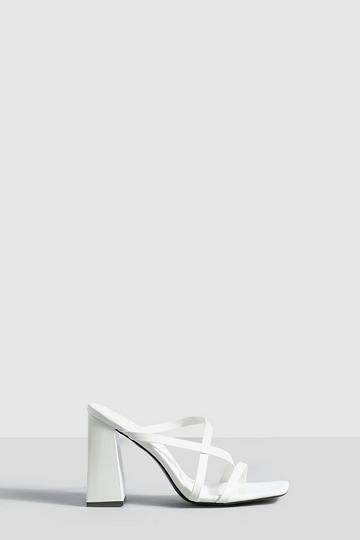 Wide Fit Square Toe Block Heel Mules white