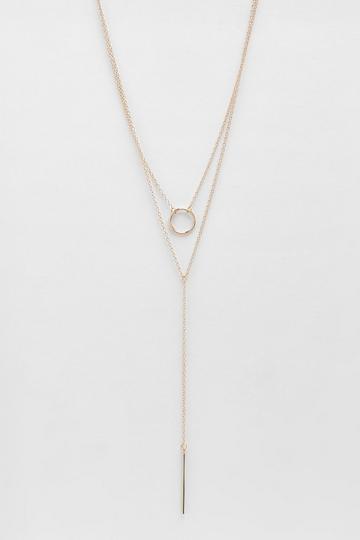 Gold Metallic Bar Pendant Double Row Necklace
