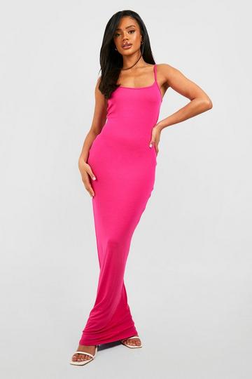 Scoop Neck Strappy Maxi Dress hot pink