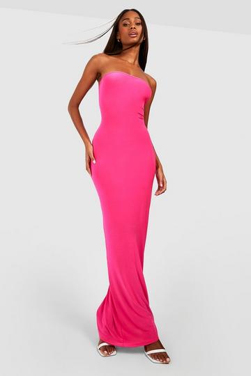 Pink Premium Heavy Weight Slinky Bandeau Maxi Dress