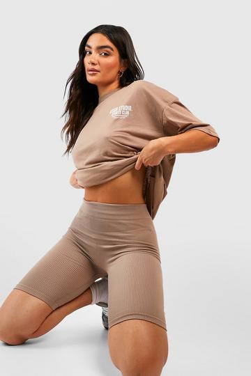 Dsgn Studio Seamless Contour Ribbed Sculpt Cycling Short taupe