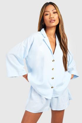 Cotton Pinstripe Oversized Pajama Shirt