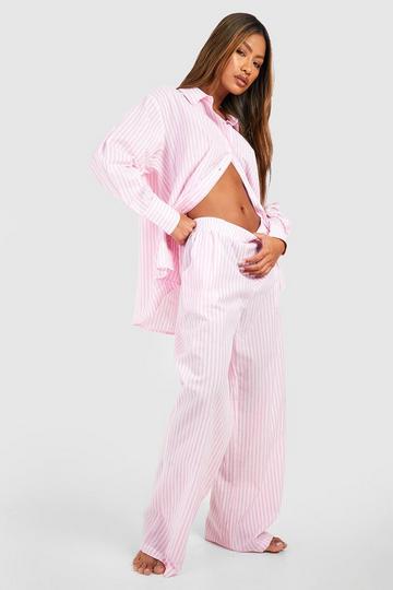 Cotton Pinstripe Pajama Pants pink