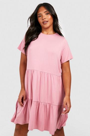 Women's Plus Size Baby Frill Blush Pink Dress