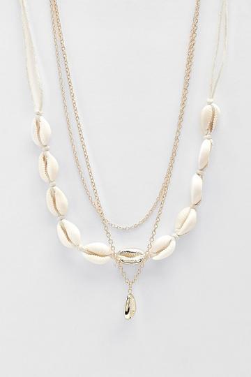 Shell Multi Layer Choker Necklace gold