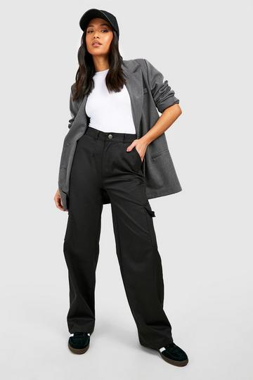 Petite Wide Leg Relaxed Cargo Trouser black