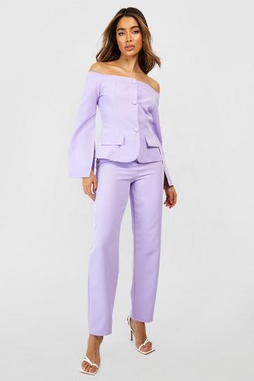 Straight Leg Ankle Grazer Trousers lilac