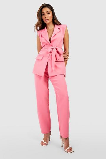 Straight Leg Ankle Grazer Trousers candy pink