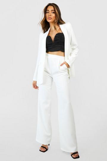 Slouchy Relaxed Fit Wide Leg Tailored Trousers ivory
