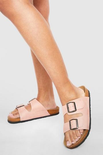 Pink Wide Fit Double Buckle Footbed Slider