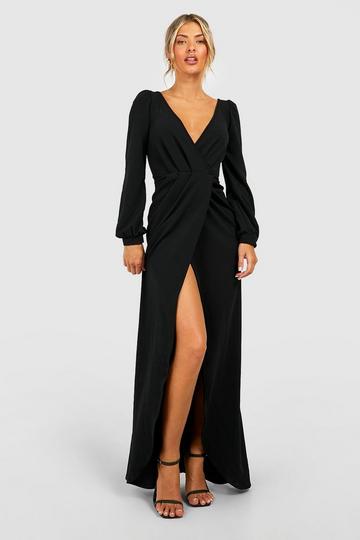 Black Off The Shoulder Wrap Maxi Dress