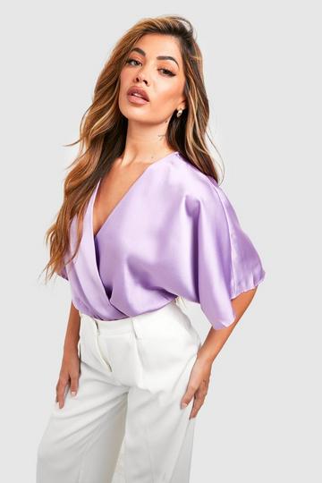 Angel Sleeve Wrap Bodysuit lilac