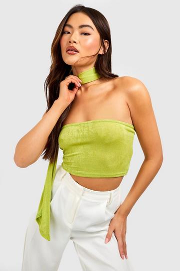 Acetate Slinky Bandeau And Scarf Set chartreuse